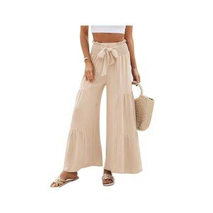 Women’s Wide Leg Pants Size Small Khaki High Waisted Bow palaza